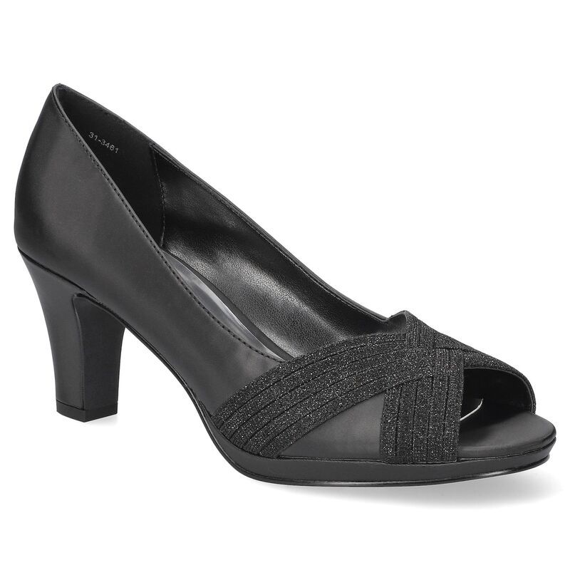 イージーストリート レディース シューズ パンプス プラットフォーム Easy Street Womens Lavish Platform Peep Toe Pumps Black Satin ブラック