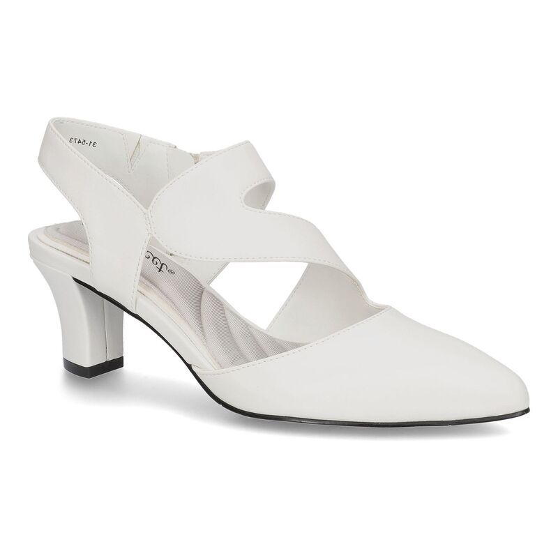イージーストリート レディース シューズ パンプス アシンメトリー ヒール Easy Street Venue Womens Asymmetrical Higheels White ホワイト