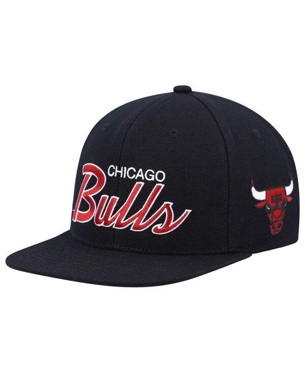 ミッチェルネス メンズ アクセサリー 帽子 Mitchell Ness Mens Black Chicago Bulls Hardwood Classics Script 20 Snapback Hat Black ブラック