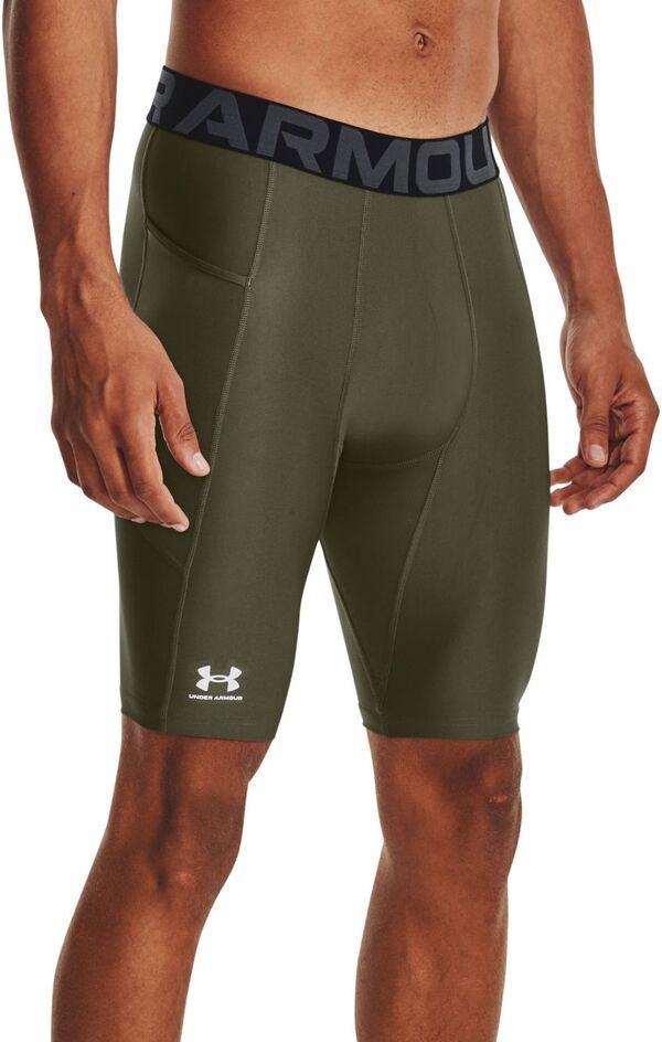 アンダーアーマー メンズ ボトムス ハーフパンツ・ショーツ ショートパンツ Under Armour Mens HeatGear Long Compression 9 Shorts Marine Od GreenWhite ホワイト