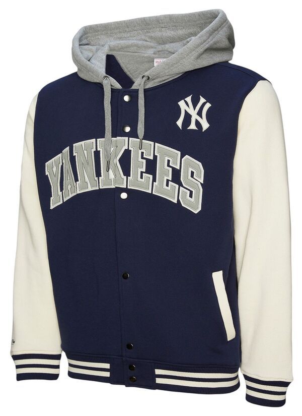 ミッチェルネス メンズ アウター ジャケット・ブルゾン フーデッドジャケット Mitchell Ness Mens New York Yankees Navy Courtside Hooded Jacket NoColor ネイビー 27,820円