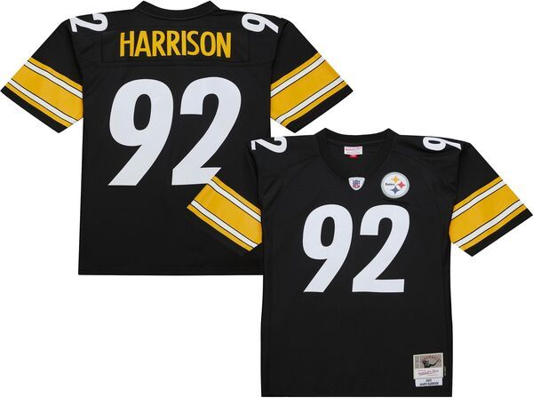 ミッチェルネス メンズ トップス シャツ ジャージー Mitchell Ness Mens Pittsburgh Steelers James Harrison 92005 Black Throwback Jersey NoColor ブラック