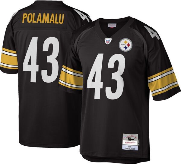 ミッチェルネス メンズ トップス シャツ ジャージー Mitchell Ness Mens Pittsburgh Steelers Troy Polamalu 43 2005 Throwback Jersey NoColor