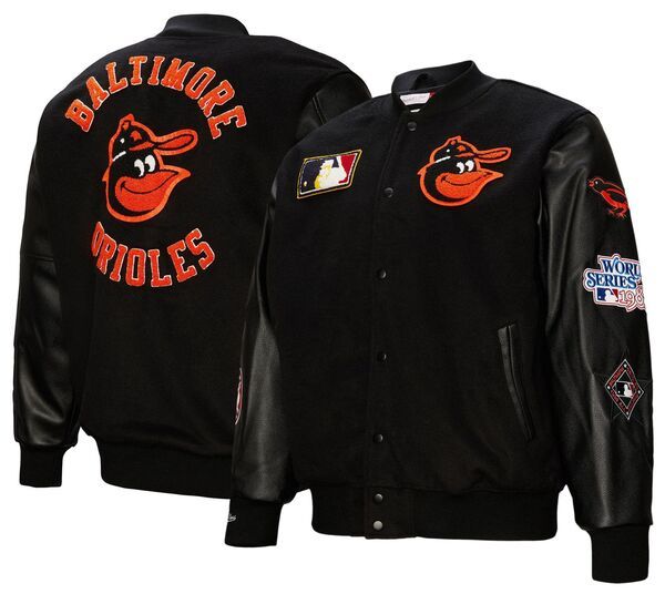 ミッチェルネス メンズ アウター ジャケット・ブルゾン Mitchell Ness Mens Baltimore Orioles Black Varsity Jacket NoColor ブラック