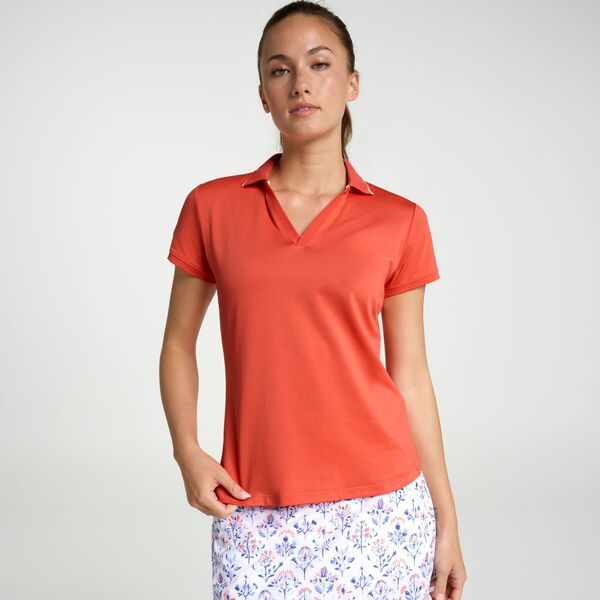 ウォルターヘーゲン レディース トップス シャツ Walter Hagen Womens Performance 11 Short Sleeve Johnny Sunsoaked Coral コーラル