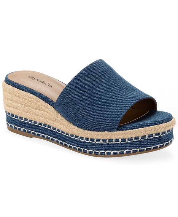 スタイルアンドコー レディース シューズ サンダル Style Co Womens Hayess Wedge Cushioned Sandals Lps Denim デニム 10,486円