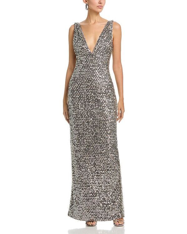 レイミー ブルック レディース トップス ワンピースパンコール Ramy Brook Ellie Sequined Gown Platinum Sequin