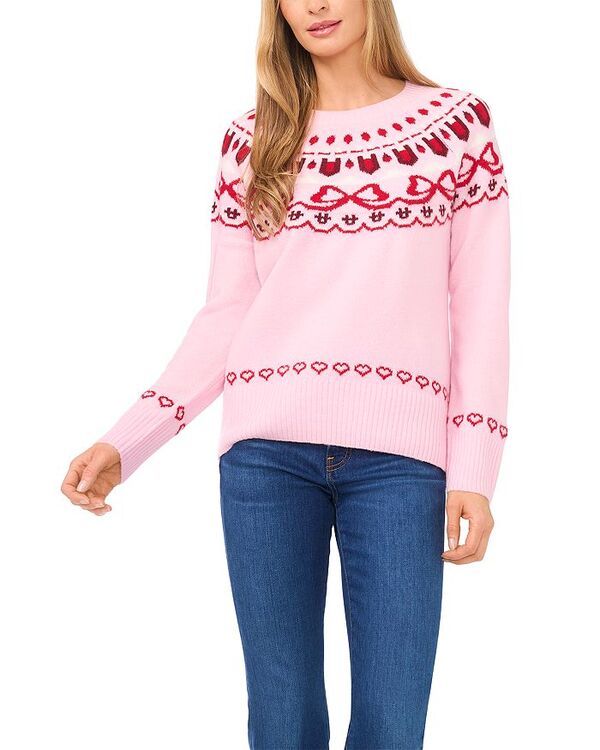 セセ レディース アウター ニット・セーター CeCe Bow Fair Isle Raglan Sleeve Sweater Pink Lady ピンク