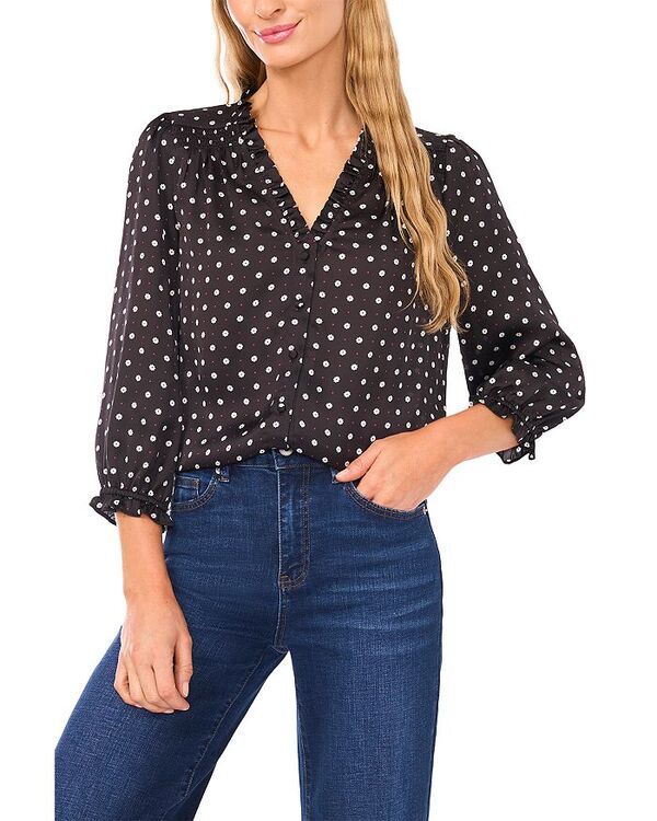セセ レディース トップス シャツ プリント ブラウス CeCe Printed Blouse Rich Black ブラック
