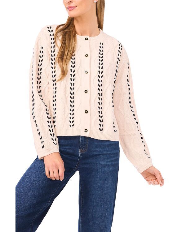 セセ レディース アウター カーディガン ニット CeCe Cable Knit Ribbon Cardigan Snow Cream クリーム