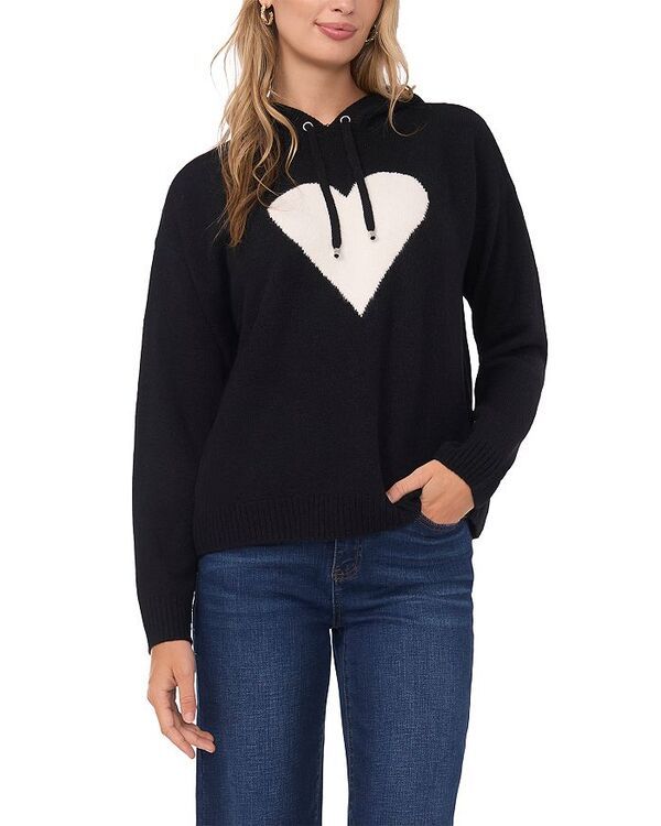 ヴィンスカムート レディース アウター パーカー・スウェット VINCE CAMUTO Heart Motif Hoodie Rich Black ブラック