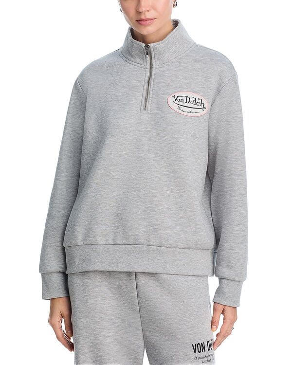 ヴィンテージハバナ レディース アウター パーカー・スウェット ハーフジップ シャツ グラフィック Vintage Havana x Von Dutch Graphic Quarter Zip Sweatshirt Heather Grey グレー