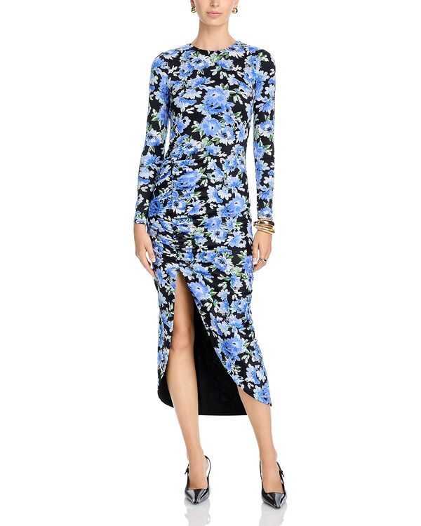 アクア レディース トップス ワンピース ギャザー ミディ AQUA Ruched Midi Dress Exclusive BlackBlue ブラック