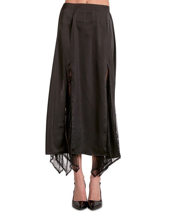 エラン レディース ボトムスカート レーストリム ミディ レース Elan Lace Trimidi Skirt Black ブラック