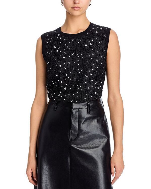 オスカー デ ラ レンタ レディース トップス シャツ レース ニット Oscar de la Renta Lace Knitop Blackwhite ホワイト