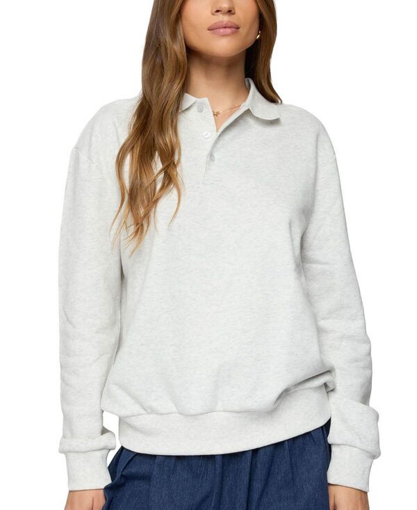 アディクテッド レディース アウター パーカー・スウェット ポロシャツ Edikted Scholar Oversized Polo Sweatshirt GrayMelange グレー