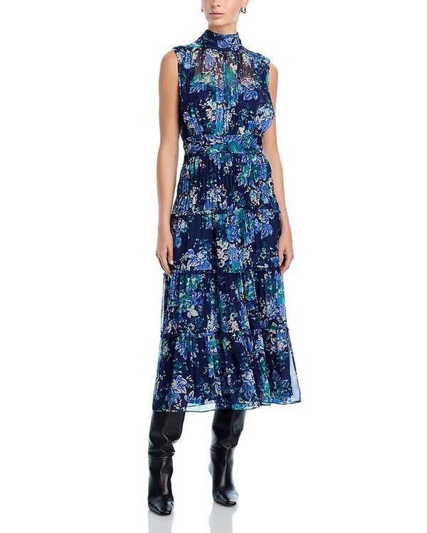デレクラムテンクロスバイ レディース トップス ワンピース ハイネック フラワー柄 フラワー Derek Lam 10 Crosby Junia Floral Tapestry High Neck Dress NavyJade ネイビー