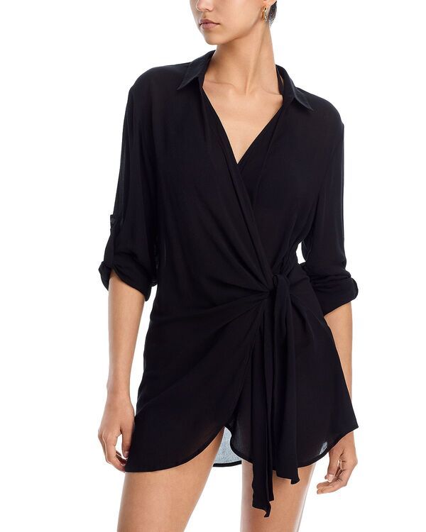 アクア レディース トップス シャツ AQUA Swim Wrap Shirt Swim CoverUp Exclusive Black ブラック