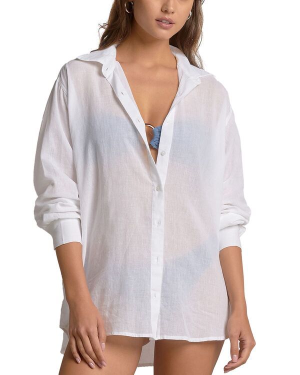 エラン レディース トップス シャツ ボタンダウン グラフィック Elan Graphic Button Down Swim Cover Up Shirt White Vibe ホワイト