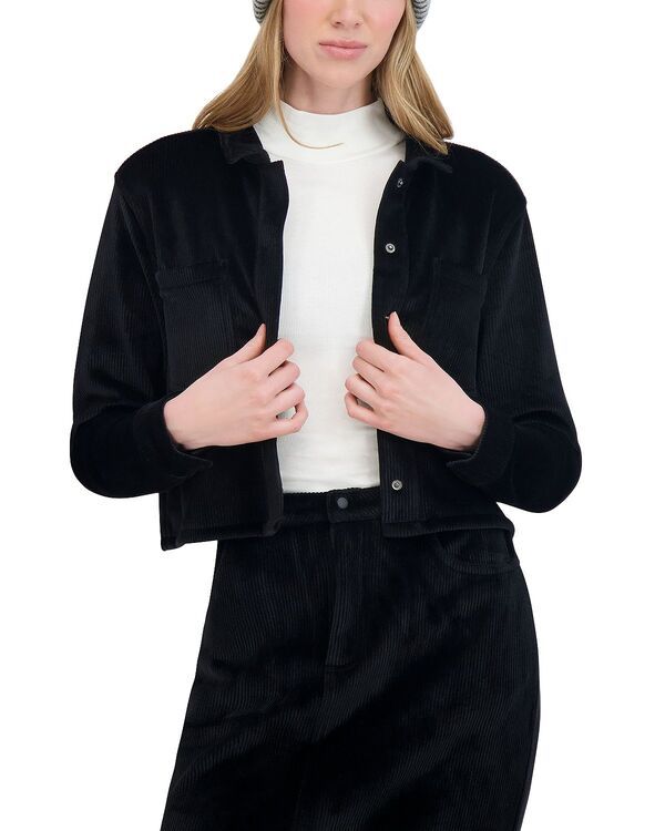ポイント レディース アウター ジャケット・ブルゾン リブニット Point Rib Knit Velour Jacket Black ブラック