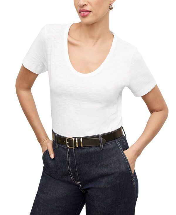 エムエメウラフール レディース トップス シャツ コットン MMLaFleur Kenya Womens Organicotton Slub TShirt White ホワイト