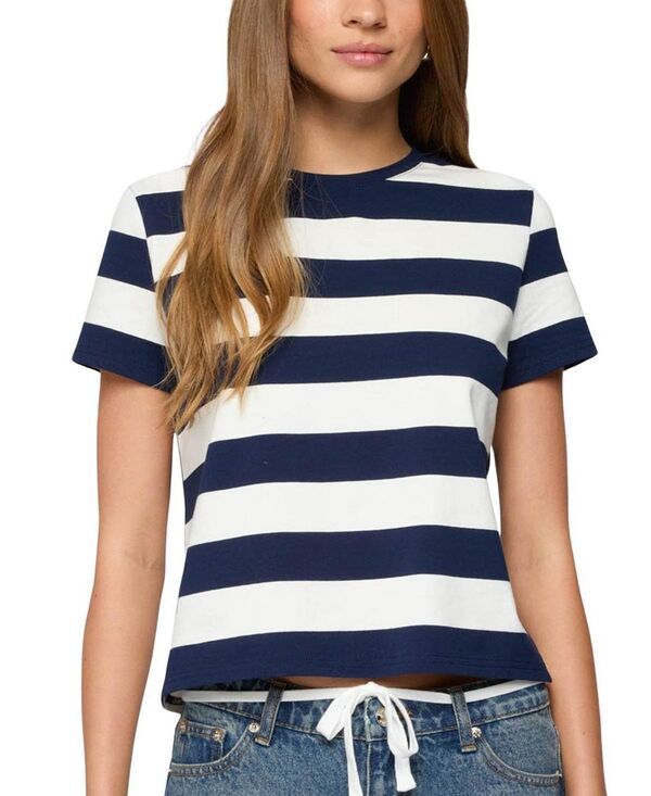 アディクテッド レディース トップス シャツ Edikted Valetta Oversized Striped TShirt NavyandWhite ホワイト
