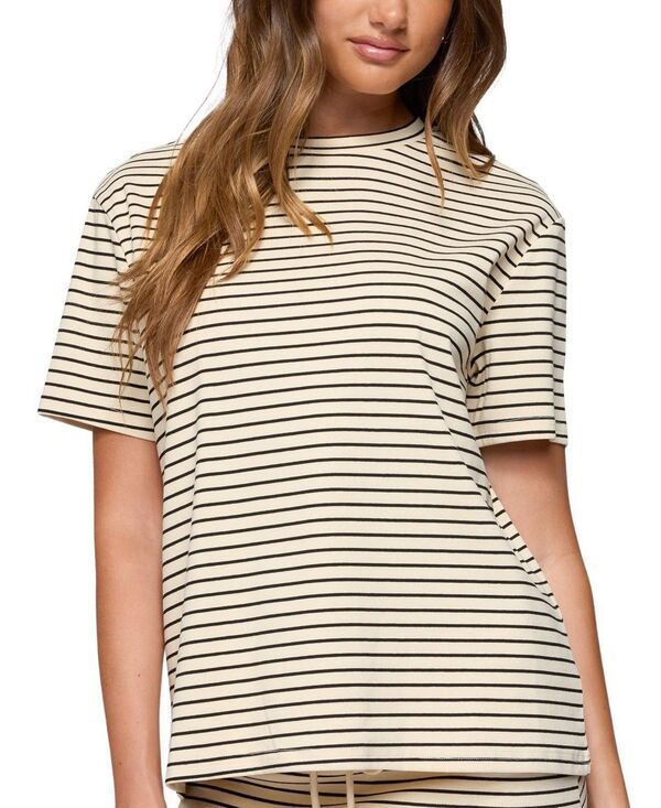 アディクテッド レディース トップス シャツ Edikted Brena Striped Oversized TShirt CreamandBlack クリーム