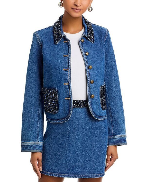 サンク セプト レディース アウター ジャケット・ブルゾン デニム Cinq Sept Rhinestone Denim Amara Jacket Saphire デニム