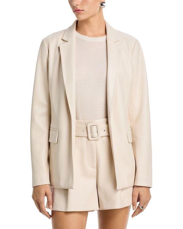 アクア レディース アウター ジャケット・ブルゾン ブレザー フェイクレザー AQUA Faux Leather Open Blazer Exclusive Ivory アイボリー
