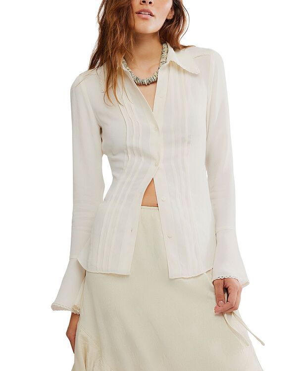 フリーピープル レディース トップス シャツ レーストリム ブラウス レース Free People Melrose Lace Trim Blouse Whisper White ホワイト