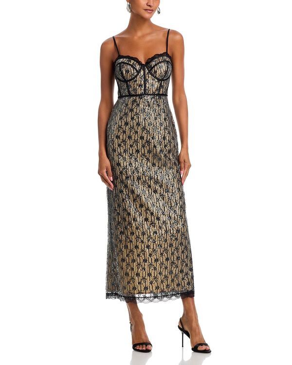 アクア レディース トップス ワンピース ミディ ノースリーブ レース AQUA Lace Bustier Sleeveless Midi Dress Exclusive Black ブラック
