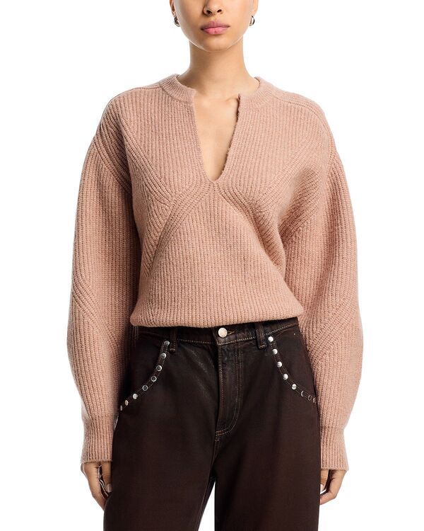 アクア レディース アウター ニット・セーター Vネック AQUA V Neck Sweater Exclusive Heathered Mocha Mousse モカ