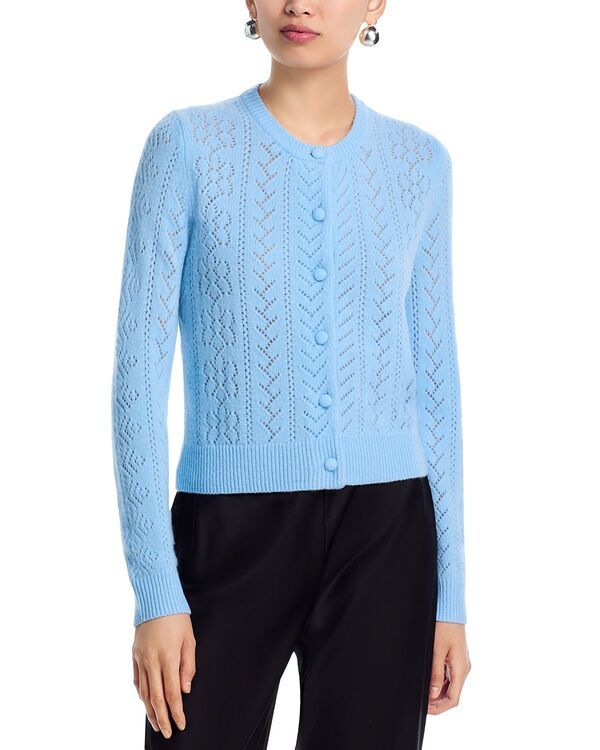 アクア レディース アウター カーディガン クルーネック セーター AQUA 100 Cashmere Crewneck Cardigan Sweater Exclusive Bright Sky アクア