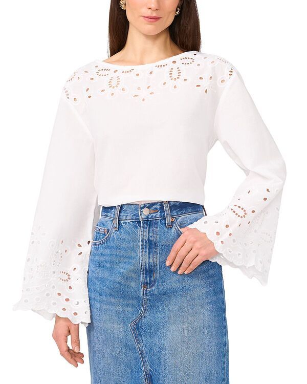 ワンステイト レディース トップス シャツ ブラウス 1STATEyelet Blouse Ultra White ホワイト