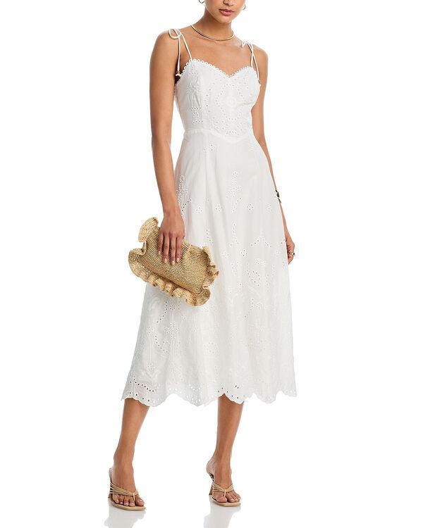 アクア レディース トップス ワンピース ミディ AQUA Eyelet Sweetheart Midi Dress Exclusive White ホワイト
