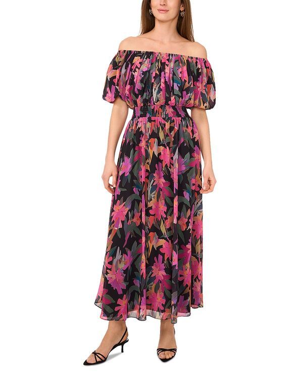 ヴィンスカムート レディース トップス ワンピース マキシ VINCE CAMUTO Puff Sleeve Maxi Dress Rich Black ブラック