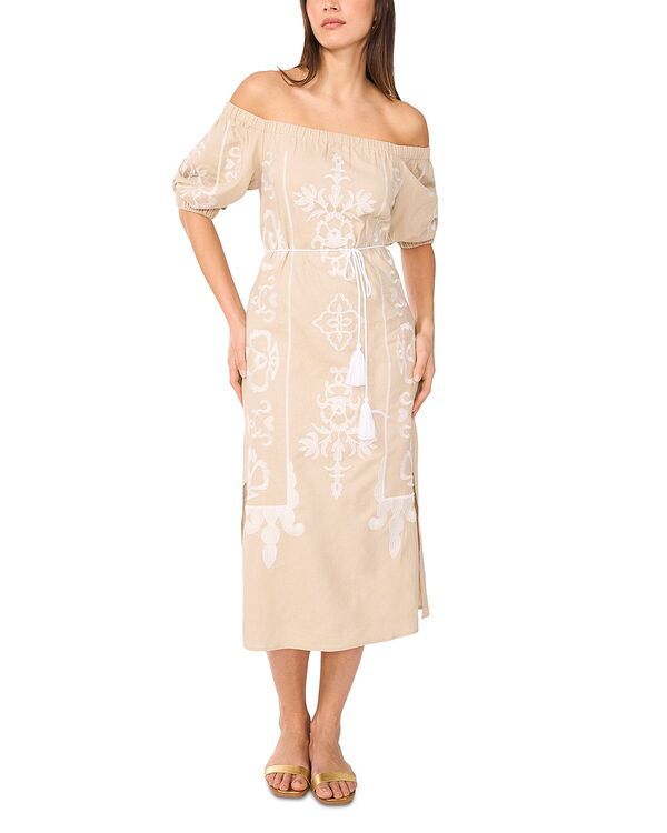 ヴィンスカムート レディース トップス ワンピース ミディ VINCE CAMUTOff The Shoulder Tassel Tie Midi Dress Natural
