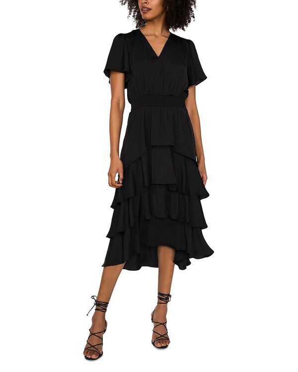 ヴィンスカムート レディース トップス ワンピース ティアード シャーリング VINCE CAMUTO Smocked Waistieredress Rich Black ブラック