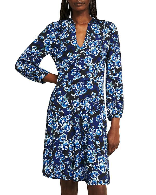 ホッブスロンドン レディース トップス ワンピース フラワー柄 プチ プリント フラワー HOBBS LONDON Petite Harper Floral Print Dress Navy Multi ネイビー