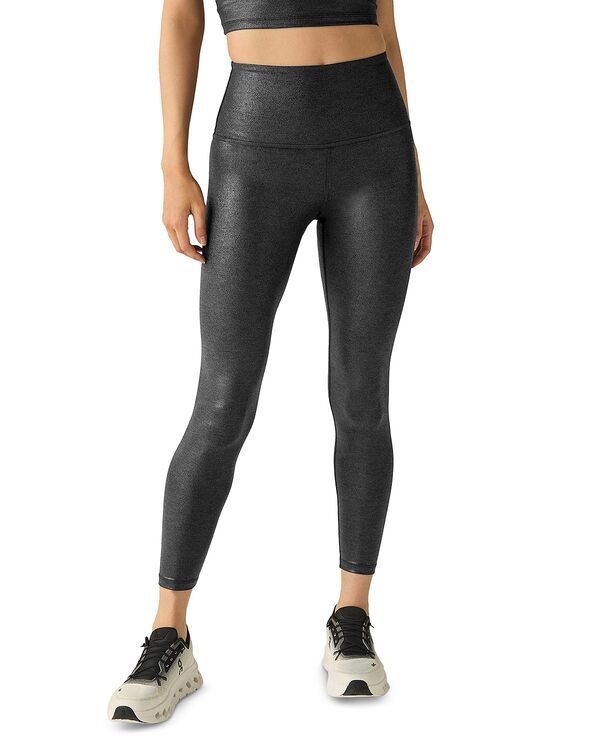 ビヨンドヨガ レディース ボトムス レギンス ミディ Beyond Yoga Heatherib High Waisted Midi Legging Black Foil ブラック
