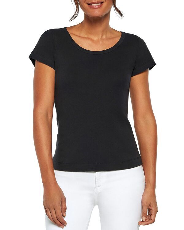 スリードッツ レディース トップス Tシャツ スリムフィット Three Dots Round Neck Slim Fitee Black ブラック
