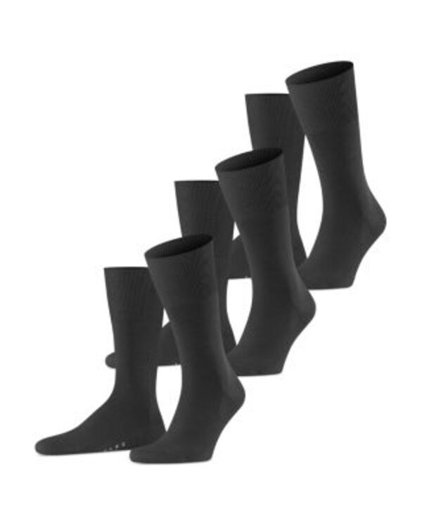 ファルケ メンズ アンダーウェア 靴下 ウール Falke Airport Wool Blend Crew Socks Pack of 3 Black ブラック