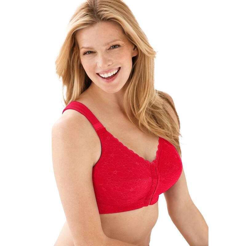 コンフォート チョイス レディース アンダーウェア ブラジャー プラスサイズ Comfort Choice Womens Plusize Front Close Wireless Posture Bra Classic Red レッド