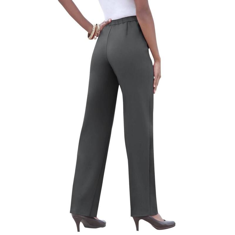 ロアマンズ レディース ボトムス カジュアルパンツ ストレート プラスサイズ プチ Roamans Womens Plusize Petite Classic Bend Over Pant Woven PullOn Straight Leg Pant Dark