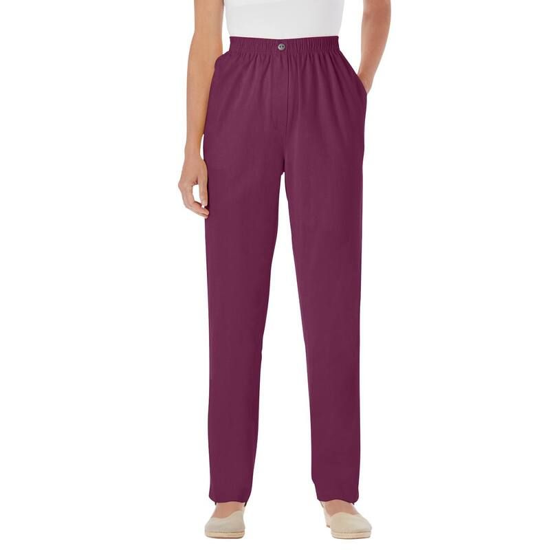 ウーマン ウィズイン レディース ボトムス デニムパンツ プラスサイズ コットン ジーンズ Woman Within Plusize StraightLeg AllCotton Denim PullOn 7Day ElasticWaist Jeans Deep