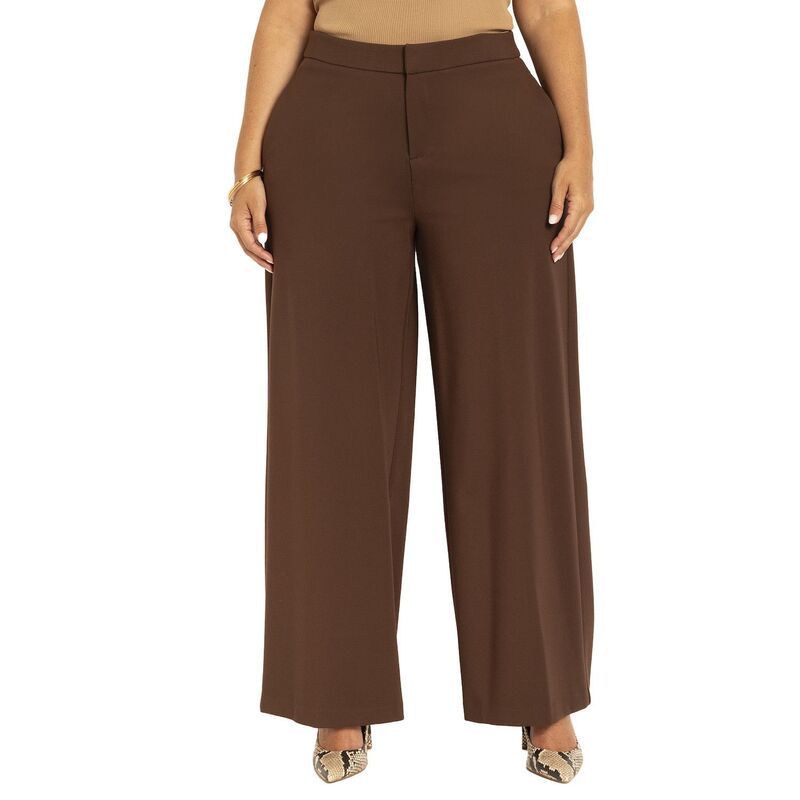 エロクイ レディース ボトムス カジュアルパンツ ワイドレッグ プラスサイズ トール ELOQUII Womens Plusize Tall The Ultimate Stretch Wide Leg Pant Chicory Coffee コーヒー