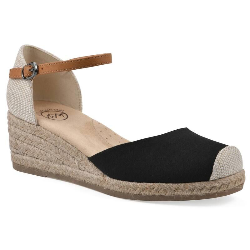ホワイトマウンテン レディース シューズ サンダル White Mountain Maintain Womens Wedgespadrille Sandals Black Fabric ブラック