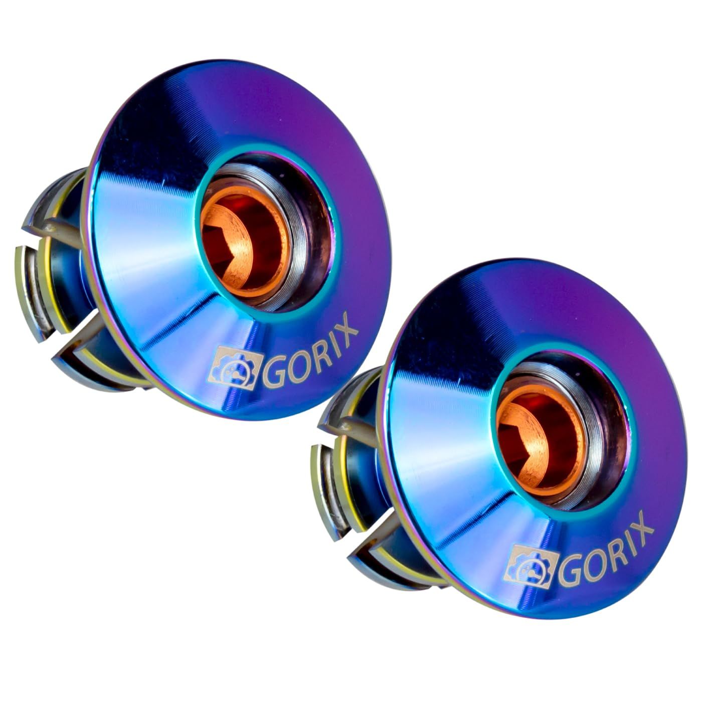 GORIX (Golix) End Cap Road Bike Bicycle Screw Fixed Type CNC Bar End Cap Oil Slick Rainbow Color Bar End Plug (GX-ZZCAP) Stylish Ultra Lightweight Grip Bar Tape Cap Customized Custom Hand...