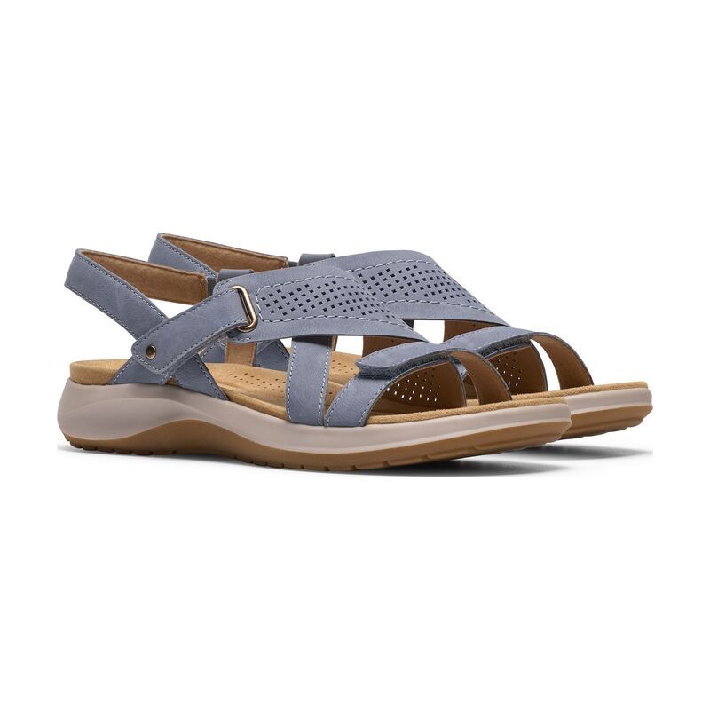 クラークス レディース シューズ サンダル レザー Clarks Maelynn Paige Womens Leather Flat Sandals Navy Leather ネイビー
