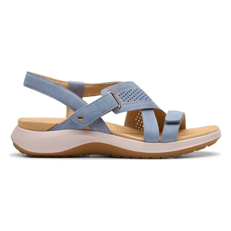 クラークス レディース シューズ サンダル レザー Clarks Maelynn Paige Womens Leather Flat Sandals Navy Leather ネイビー